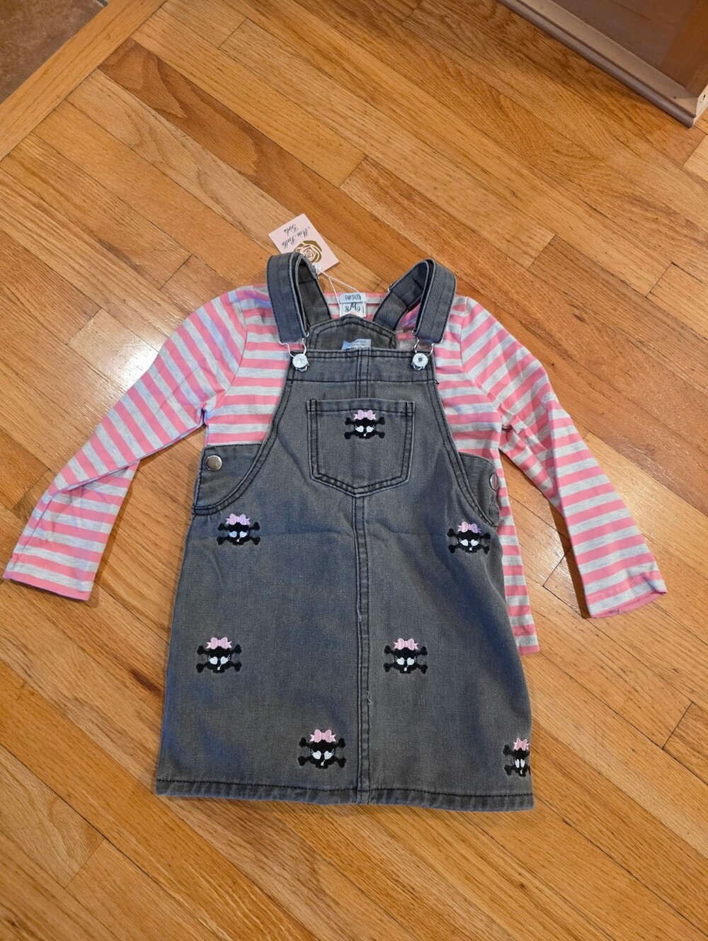 Mia Belle Girls Haloween Skulls Overall Outfit